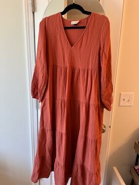 Universal Thread Rust Tiered V-Neck Maxi Dress